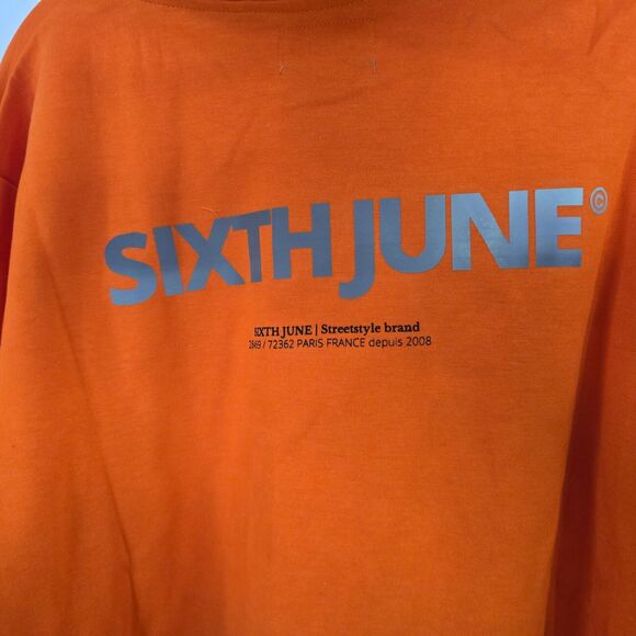 Sixth June Paris Hoodie Men's L Sweat Capuche Aluminum Orange Long Sleeve NWT - Picture 2 of 7